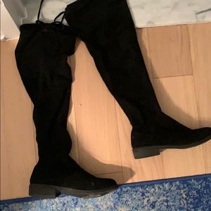Black suede over the knee boots